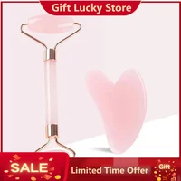 Set de Rodillo de Cuarzo Rosa y Gua Sha