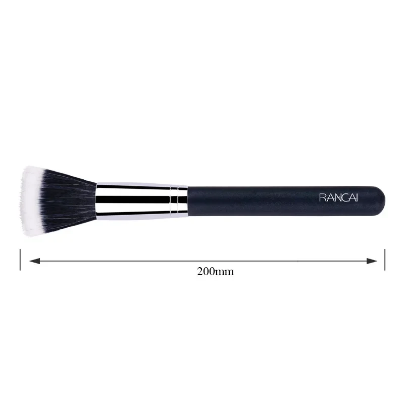 Professional Flattop Blush Brush Loose Powder Brush Black Duo Fiber Stippling Brush Contour Sculpting Cosmetic Makeup Tools