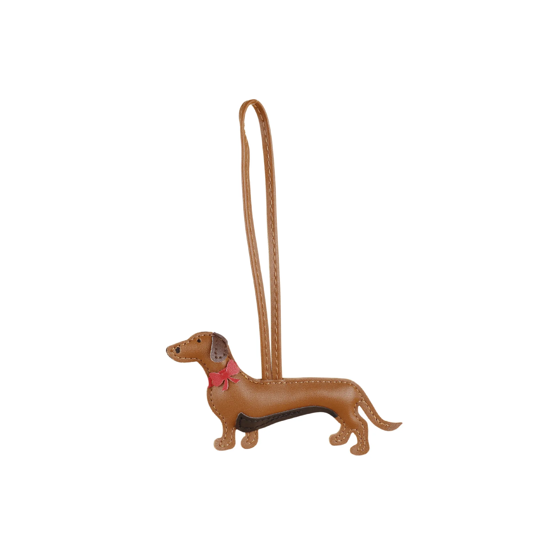 

Mini Dachshund Dog Keychain PU Leather Animal Shaped Keyring Hanging Ornament for Backpack And Handbag Unisex Gift