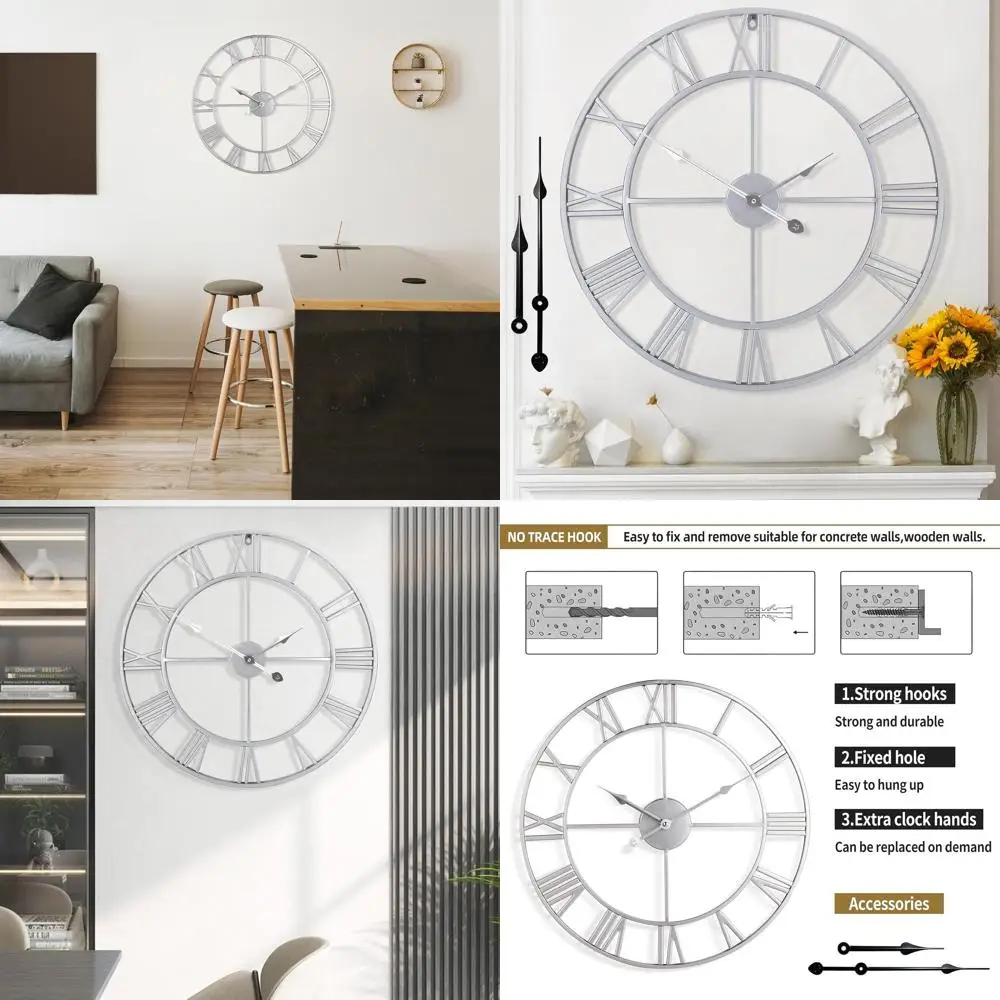 

24 бесшумных металлических настенных часов — винтажный и современный декор для гостиной, спальни, офиса
