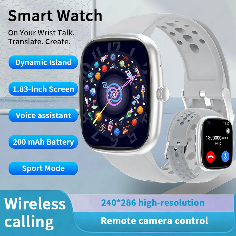 LIGE Sport Smart Watch Men Women 1.83'' HD Display Bluetooth Call Watches Real-time Heart Rate Sleep Monitoring Voice Smartwatch
