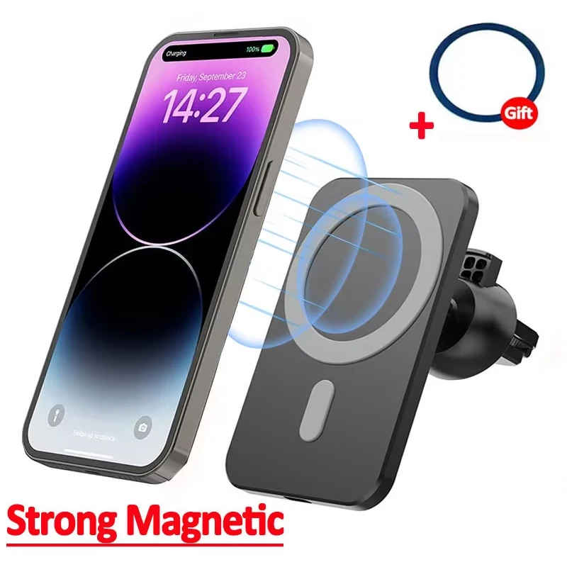 Magnetic Wireless Car Charger For MagSafe iPhone 17 16 15 14 13 Pro Max Xiaomi Samsung Xiaomi Air Vent Clip Phone Holder Stand