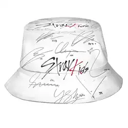 Stray Kids Ot8 - Logo With Signatures (White) Sun Cap Fisherman Hat Bucket Hats Kpop Logo Signed Signature Autograph Album