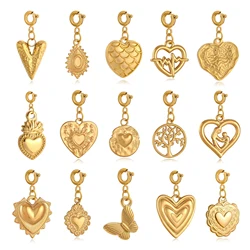 Lovely 3D Heart Charms Gold Color Plated Stainless Steel Tree of Life Pendant DIY Mother's Day Necklace Handmade Jewelry Making