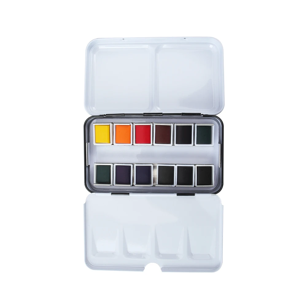 SeamiArt 12Color Artist Grade Professional Watercolors Paint Set with 1pc Portable Metal Box for Drawing Watercolor Art Supplies