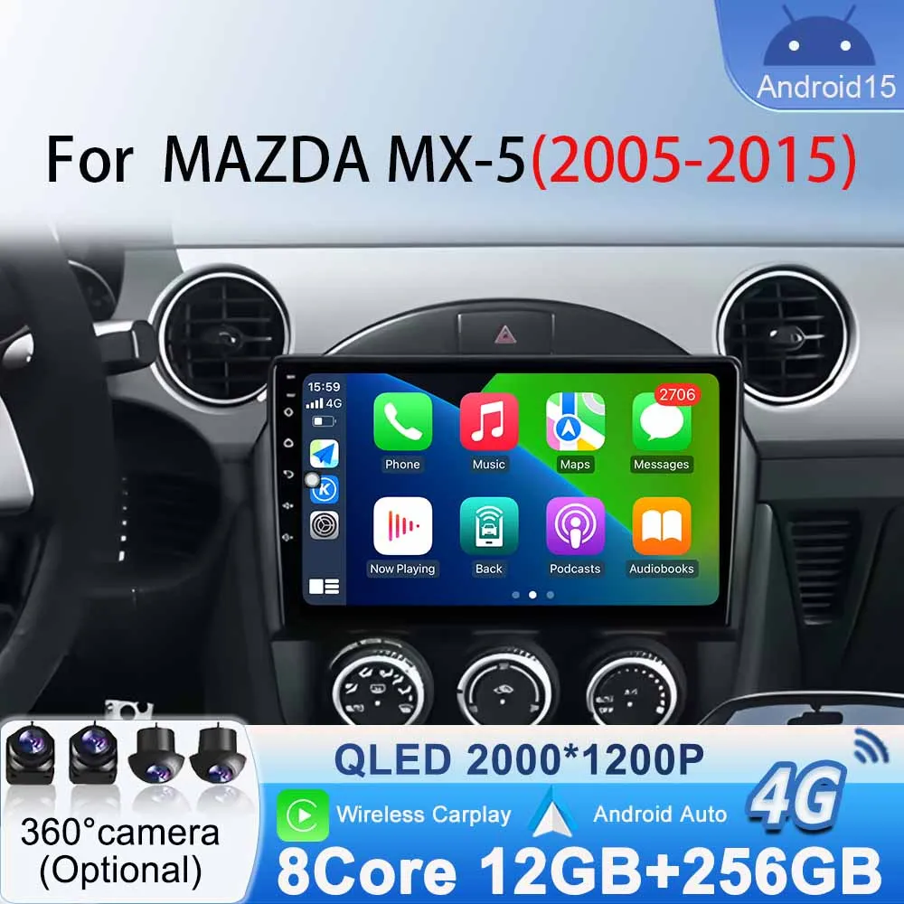 

DSP for Mazda MX-5 2005 2006 - 2015 Car Radio Android 15 Wireless CarPlay Android Auto Multimedia Video Player BT GPS Navigation