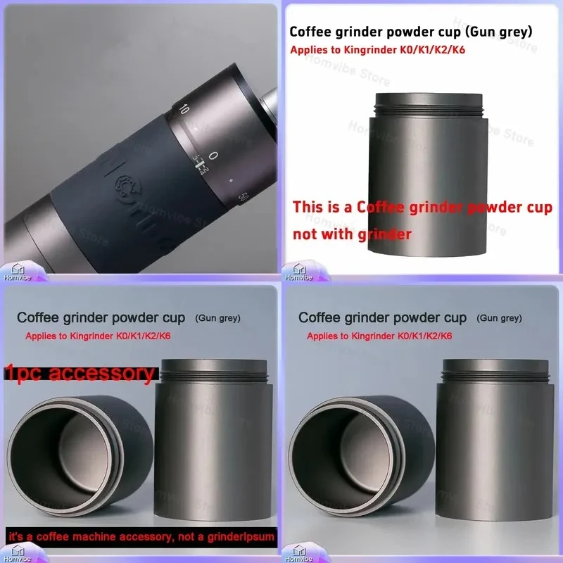 K1 K2 K6 48mm Stainless Steel Coffee Grinder Burr Mill Powder Container for Ground Coffee Home Kitchen Barista