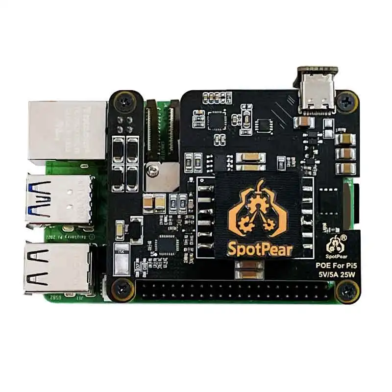 Raspberry Pi 5 PoE HAT With PD Trigger Activation Type C Power Over Ethernet 802.3af/at 5V/4.5A 25W Optional Fan for RPi5