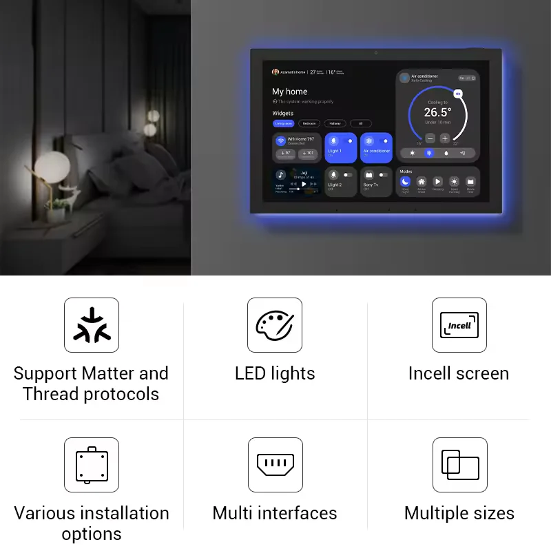 10.1 inch Android 13 Smart Home Tablet Slim Edge Residential Central Controller Tuya ZigBee Home Assitant Appliances Connection