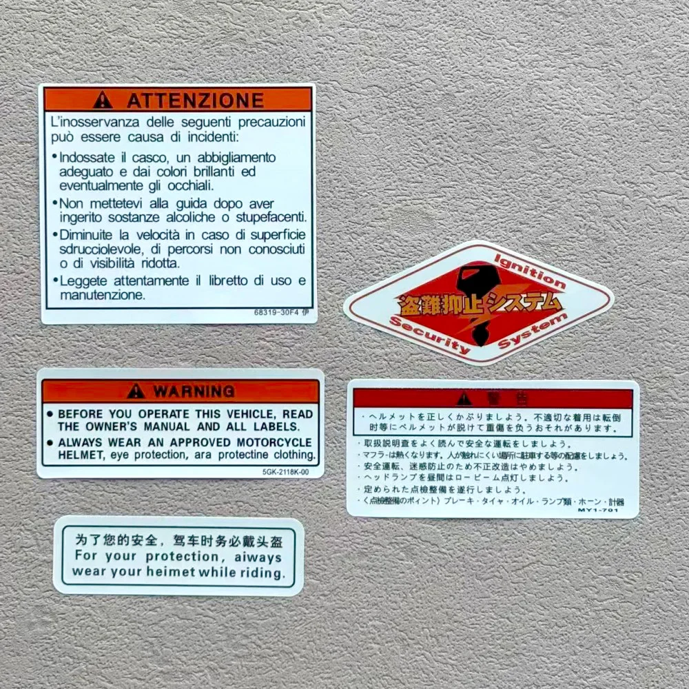 Tank Warning Waterproof Sticker Motorcycle Decoration Decal ATTENZIONE Scooter Ignition 650FA CB1100EX 300R CB600F JAP CB GL NC
