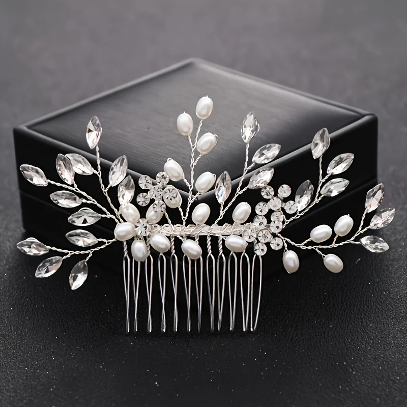 Crystal Pearl Hair Comb Clip Pin For Women Party Bridal Wedding Hair Accessories Jewelry Comb Clip Headband