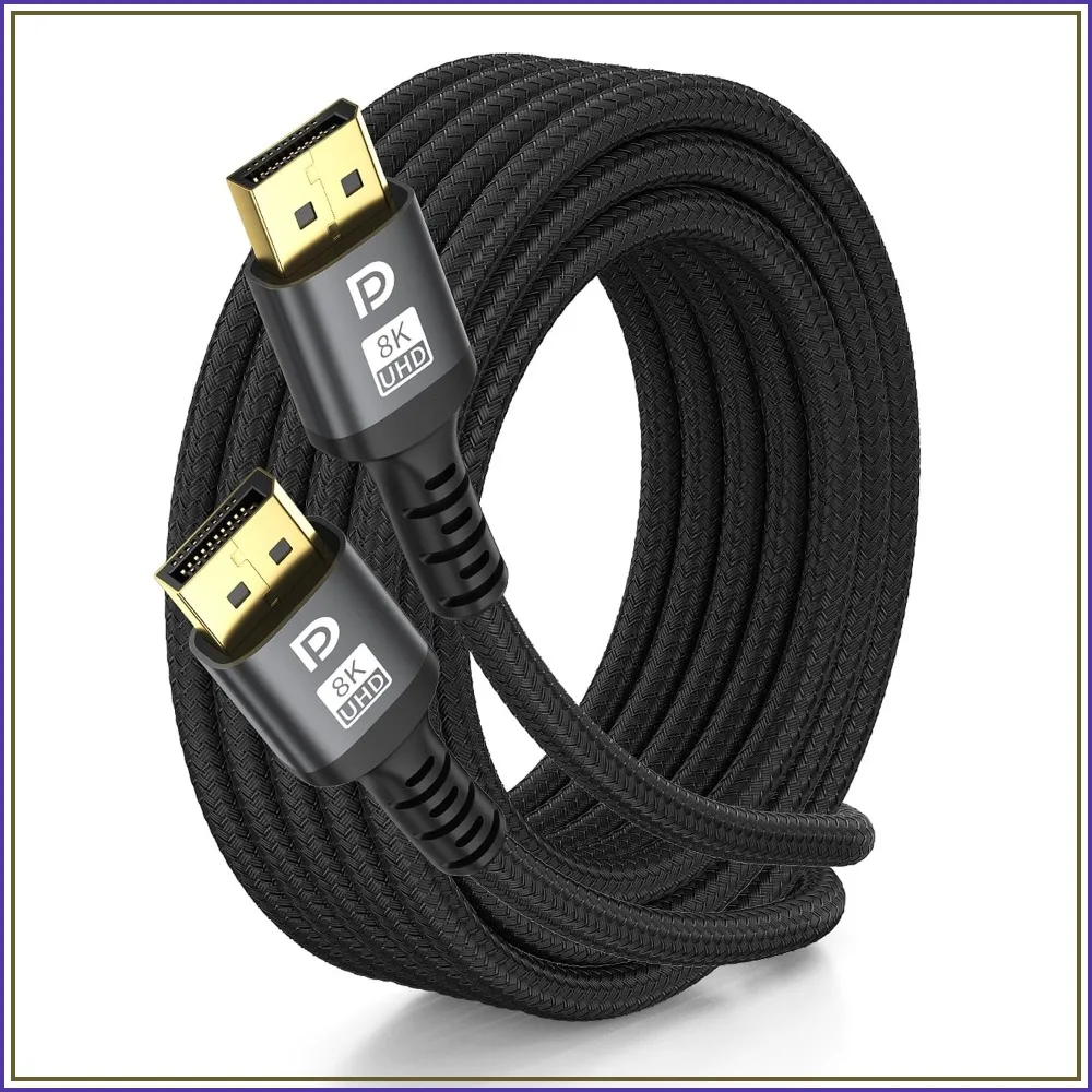 

8K DisplayPort Cable 15ft 1.4 - 8K@60Hz, 4K@144Hz, 2K@240Hz, 32.4Gbps HDR, FreeSync G-Sync Gaming