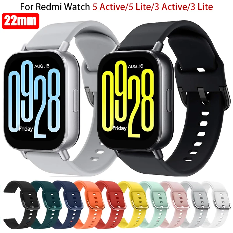 22 mm Silikonband für Redmi Watch 5 Active/5 Lite, weiches Sportarmband für Xiaomi Redmi Watch 3 Active/3 Lite Gürtel Correa