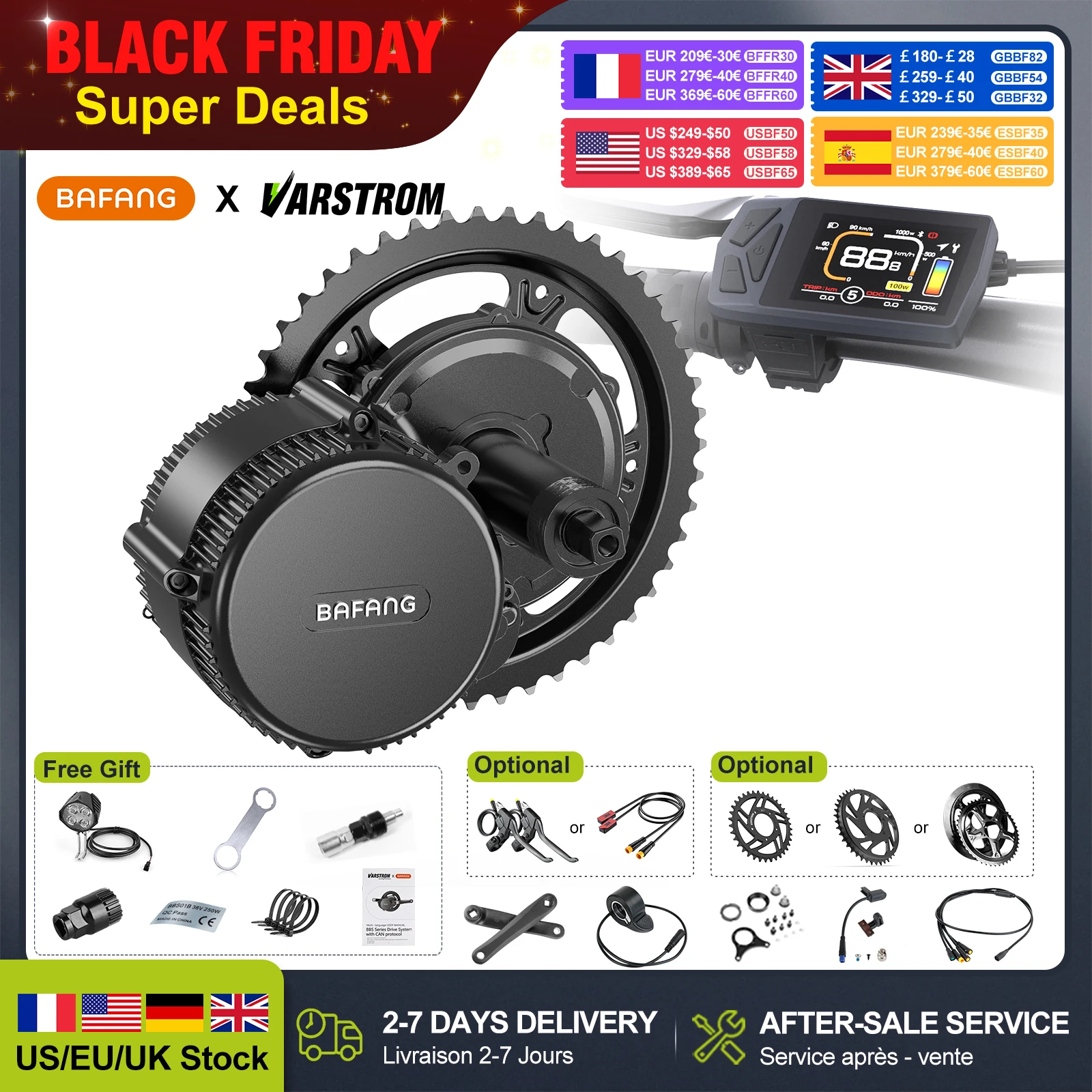 

Bafang 750W 48V kit BBS02B BBS02 Mid Drive Motor eBike Conversion Kit Electric Bicycle Powerful Engine 68-100mm with LCD Dispaly