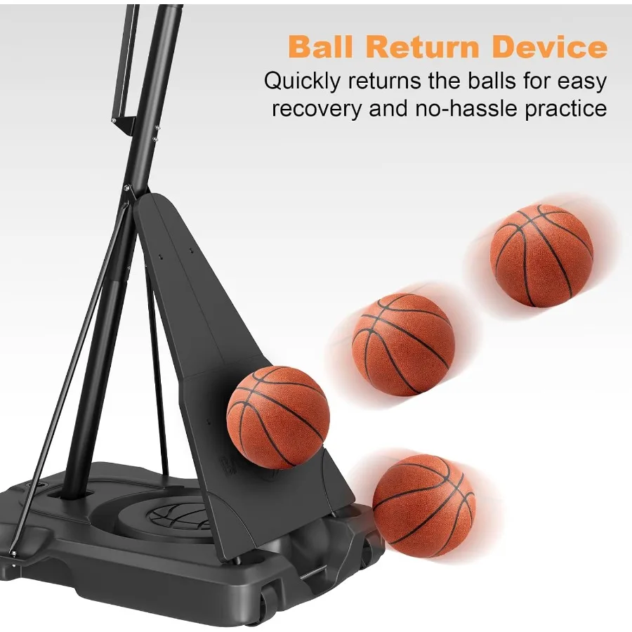 Sistema de canestro de baloncesto portátil para exteriores con altura ajustable de 5 a 10 pies con tablero trasero de PC irrompible de 33 y 44 pulgadas