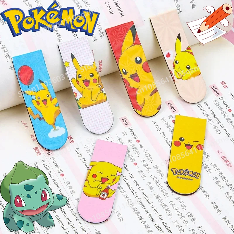 Pokémon Magnetic Bookmark Kawaii Cartoon Lightning Mouse Student Soft Double-sided Magnet Book Holder Learning Gift for Children