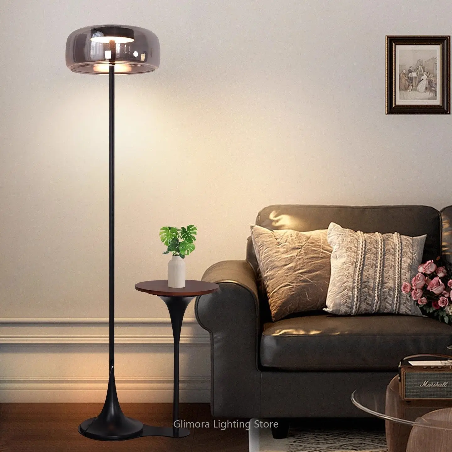 

Minimalist Floor Lamp for Living Room Sofa Side, Light Luxury Glass Standing Lamp for Bedroom Headboard, Ambient Accent Light