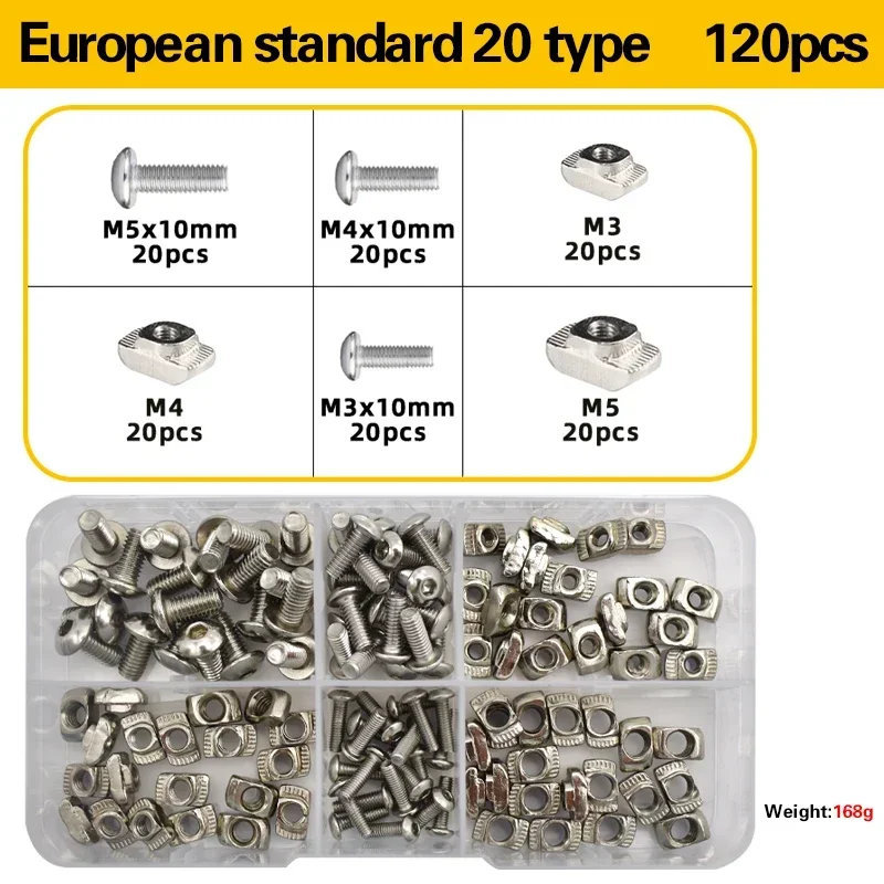 M3 M4 M5 M6 2020 3030 4040 T فتحة الجوز و عرافة الترباس مجموعة المطرقة رئيس T المكسرات مع مسامير مجموعة متنوعة لسلسلة الألومنيوم الشخصي