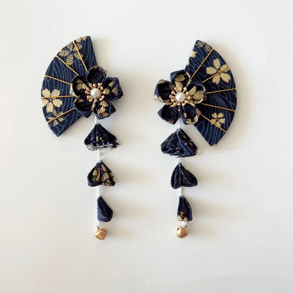 

Sweet Bell Kimono Sakura Hairpin Flower Cloth Tassel Fan Hair Clip Chinese Style Ancient Style Hanfu Fan Hair Clip Children