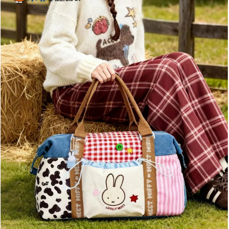 Miffy Travel Bag Large Capacity Fitness Bag Hand in Hand with Bill of Lading Shoulder Crossover Business Travel Luggage Bag