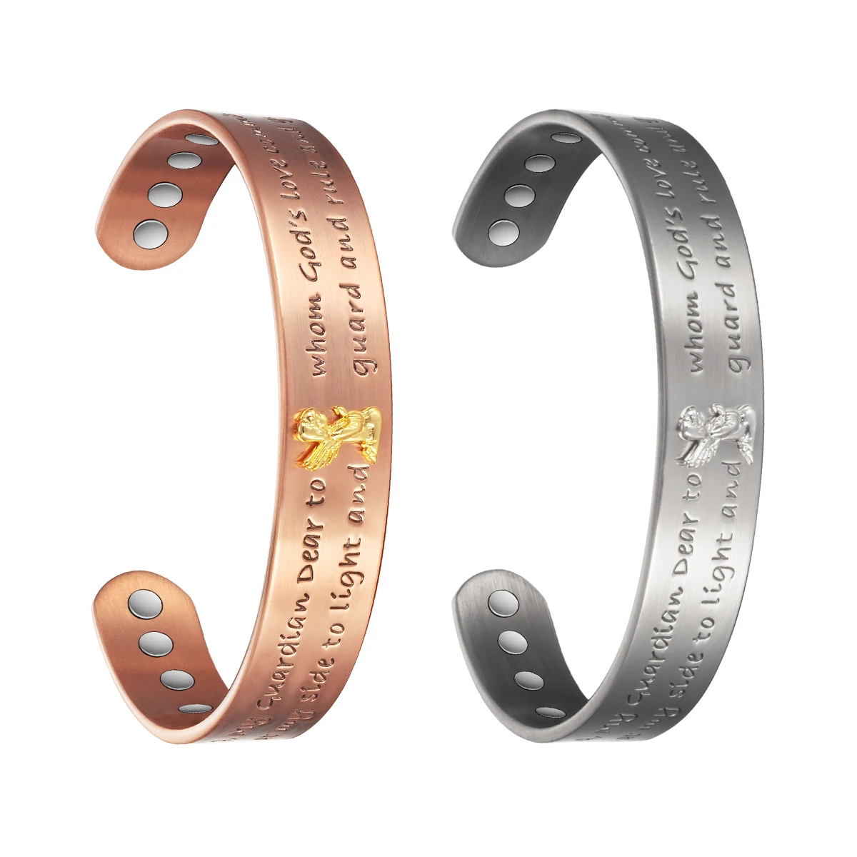 Wollet 2Pcs Copper Magnetic Bracelet for Women Men, 99.99% Pure Copper Cuff with Magnets Jewelry Gift