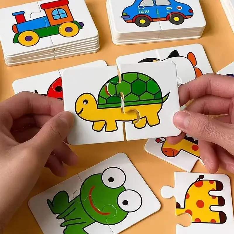 32 pçs montessori criança cartão jogo de correspondência educação precoce quebra-cabeça brinquedos dos desenhos animados brinquedos cor forma treinamento cognitivo presente