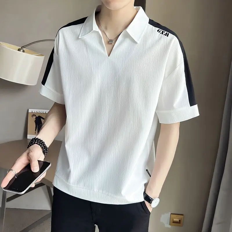 Tops Young Style Man Fashion Casual Men's Clothing 2023 Loose Solid Pullovers Handsome Temperament T-Shirts Thin Spring Summer