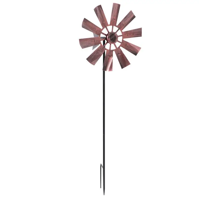 

Iron Art Windmill Garden Ground Inserted Pinwheel Rotatory Windmill Pinwheels Sculpture Stakes Wheel Statue Garden Decor Outdoor