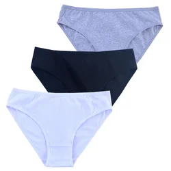 3pcs Women Panties Girl Sexy Underwear Solid Color Middle-Waisted Briefs Female Ventilation Soft Cotton Women's Underpants