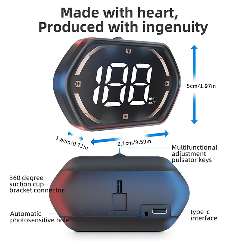 USB Car HUD Head Display Digital Speedometer GPS Speed Meter KMH MPH Dispaly For Truck Motorcycle Auto Part Accessories