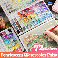 72 Colors Metallic Watercolors with Intense Sparkle,Pearlescent Solid Pigment for Handmade,Painting,Writing for Artists,Students