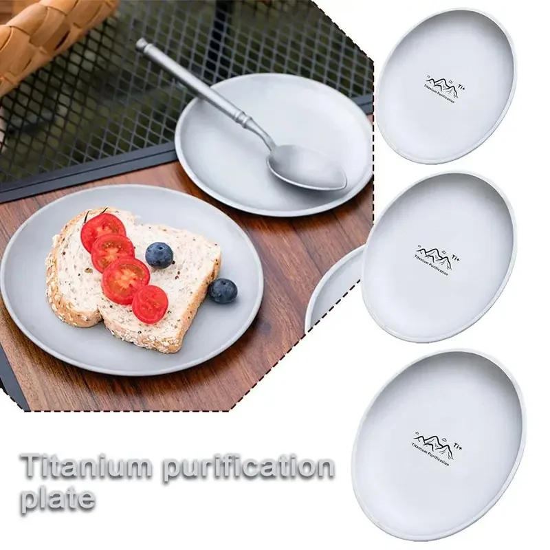 Titanium Alloy Camping Plate, Stackable Travel Cutlery, Outdoor Picnic Backpack Camping Utensils Supplies