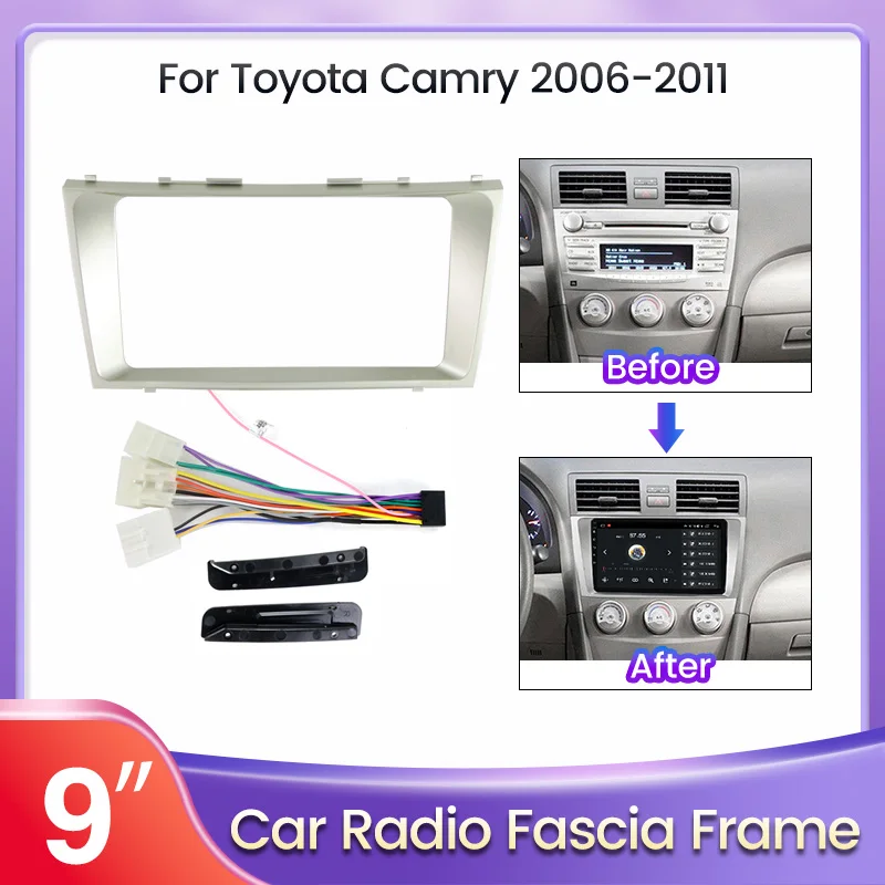9 Zoll Autoradio Blende Installation GPS Kunststoff Panel Rahmen für Toyota Camry 2006-2011 Android Auto Stereo Audio Interieur