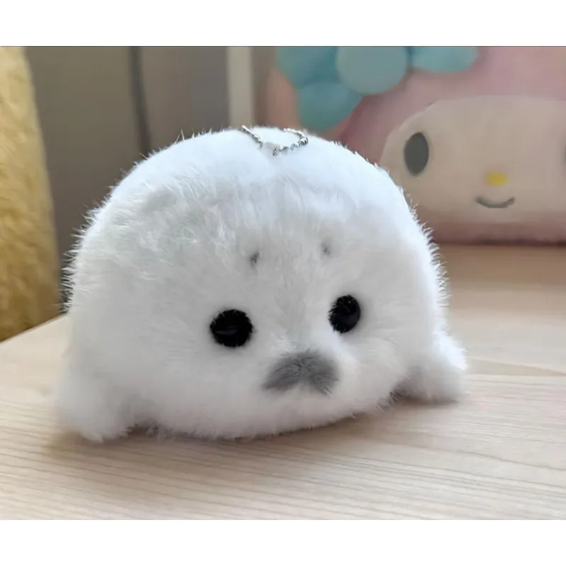 ตุ๊กตาขนนุ่มรูปแมวน้ำน้อยน่ารักแบบแขวน ตัวแทนผู้พิทักษ์มหาสมุทร พวงกุญแจสัตว์ทะเลเหมือนจริง ของที่ระลึกสำหรับการเดินทาง