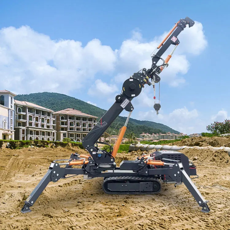 Mini Crawler Crane 3T 5T 8T Compact Spider Crane Diesel Euro V Telescopic Boom Spider Crane for Construction Site Material Use