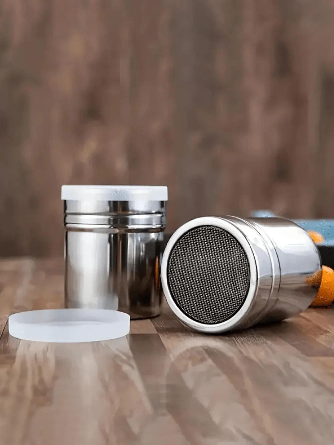 3pcs Stainless Steel Fine Mesh Powdered Sugar Shaker,  Cinnamon, Coffee Dusting - Easily Cleanable Metal Spice Dispenser