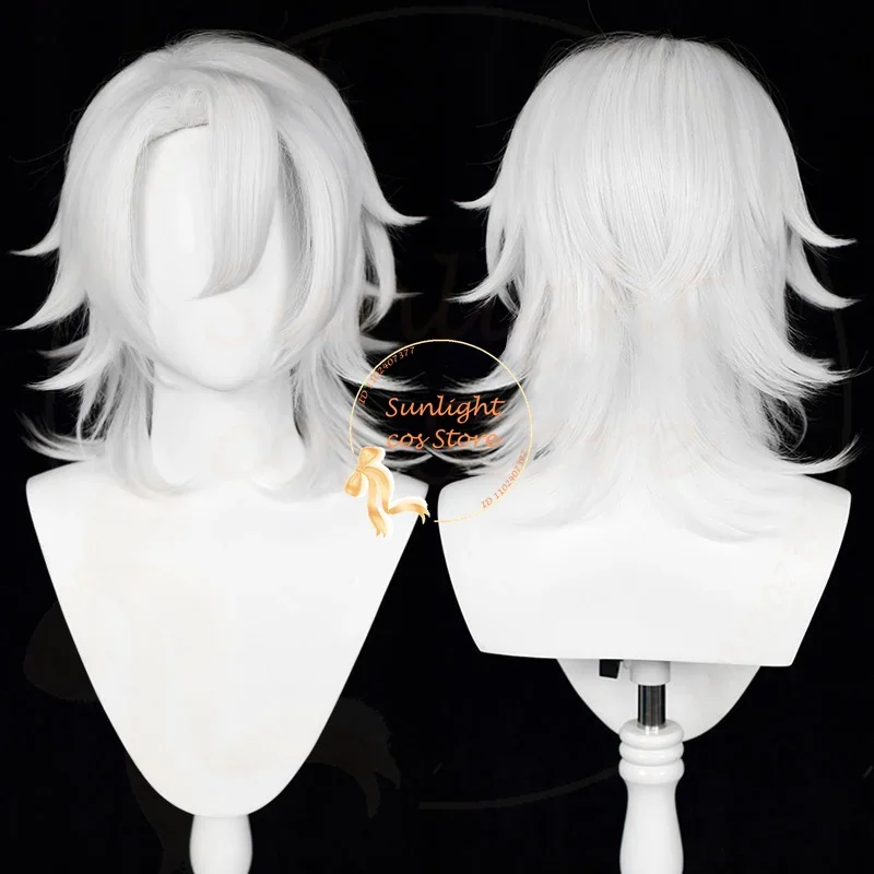 High Quality IN STOCK Anime Uzui Tengen Cosplay Wig Silver White Wig Heat Resistant Synthetic Hair Halloween Party Wig + Wig Cap