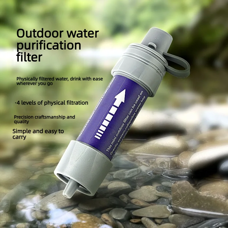 Outdoor Camping Emergency Relief Water Purifier Filter Straw Camping Adventure Survival Design Portable Foldable