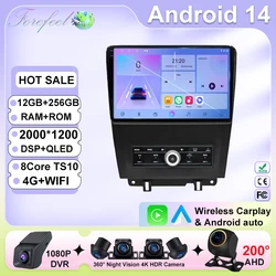 Android 14 Voor Ford Mustang V S-197 2009 2010 2011 2012-2014 Radio Stereo Scherm Multimedia Carplay Auto speler Gps-navigatie