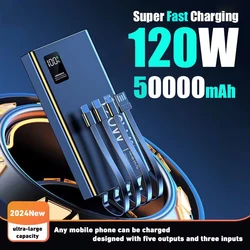 120W 50000mAh Power Bank o dużej pojemności 4 w 1 Szybkie ładowanie Powerbank Przenośna ładowarka do Xiaomi iPhone Samsung Huawei