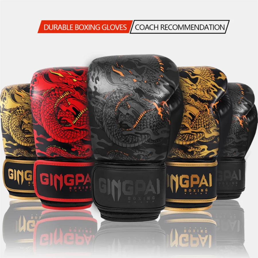 Boxing Gloves 10-14oz PU Leather Muay Thai Guantes De Boxeo Sanda Free Fight MMA Kick Boxing Training Glove For Men Women Kids