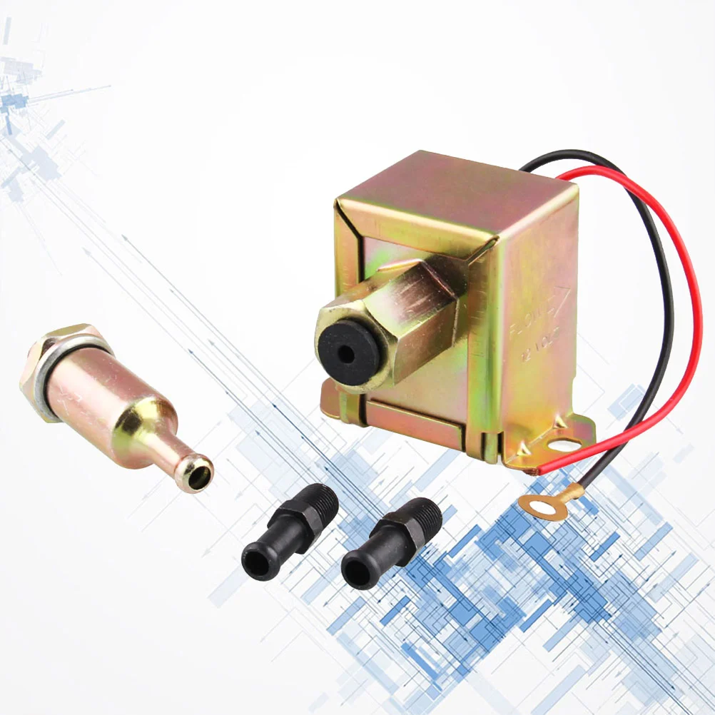 12V 4-6Psi Electronic Oil Burning Pump Universal Petrol Pump Sturdy Metal Fuel Pump Car Refitting Accessories (Golden)