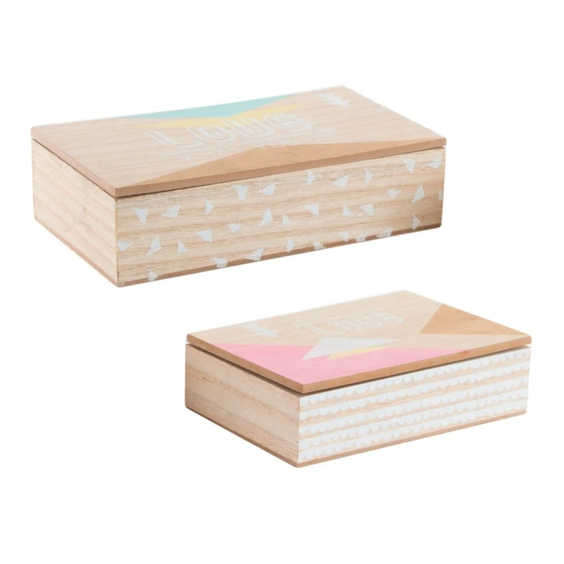 Decorated Boxes scandi Wooden Boxes Cake color Set 2 Box 135584