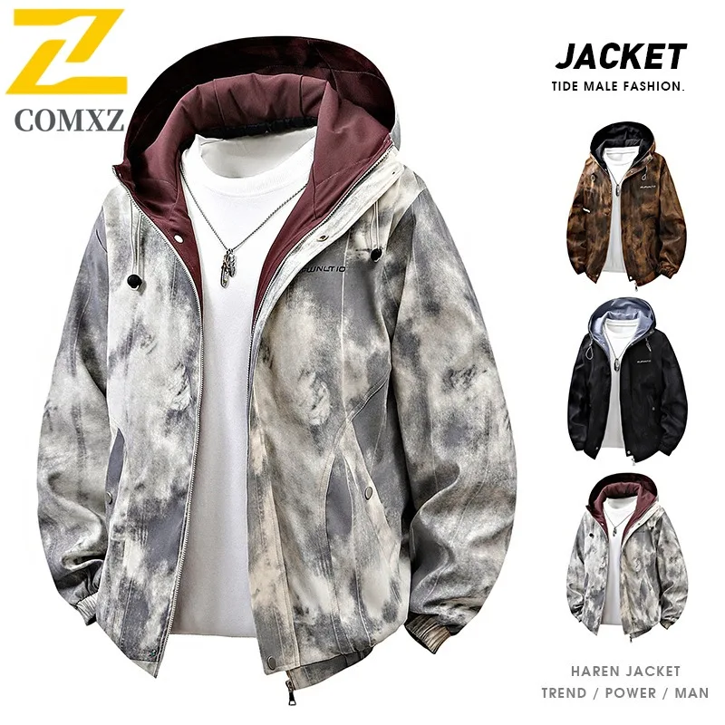 سترة COMXZ Urban للرجال بتصميم بسيط وغطاء للرأس لتسلق الجبال وخفيفة الوزن سترة واقية بتصميم يومي مريح للخريف معطف جديد #1