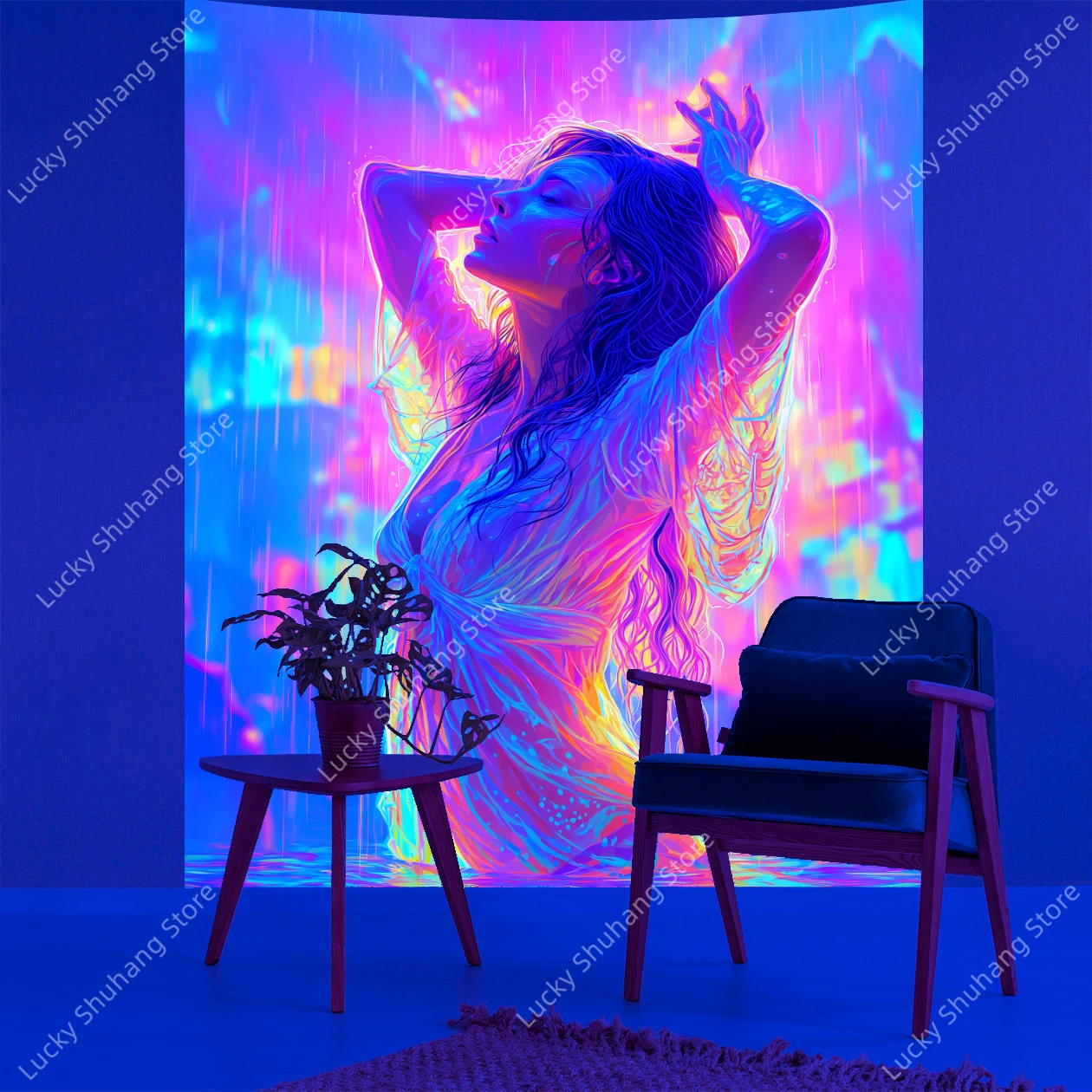 نابضة بالحياة المطر الرقص البوهيمي جدار الأشعة فوق البنفسجية نسيج مع مظلة ملونة الفن مجردة ديكور المنزل لغرفة المعيشة غرفة نوم مكتب النوم