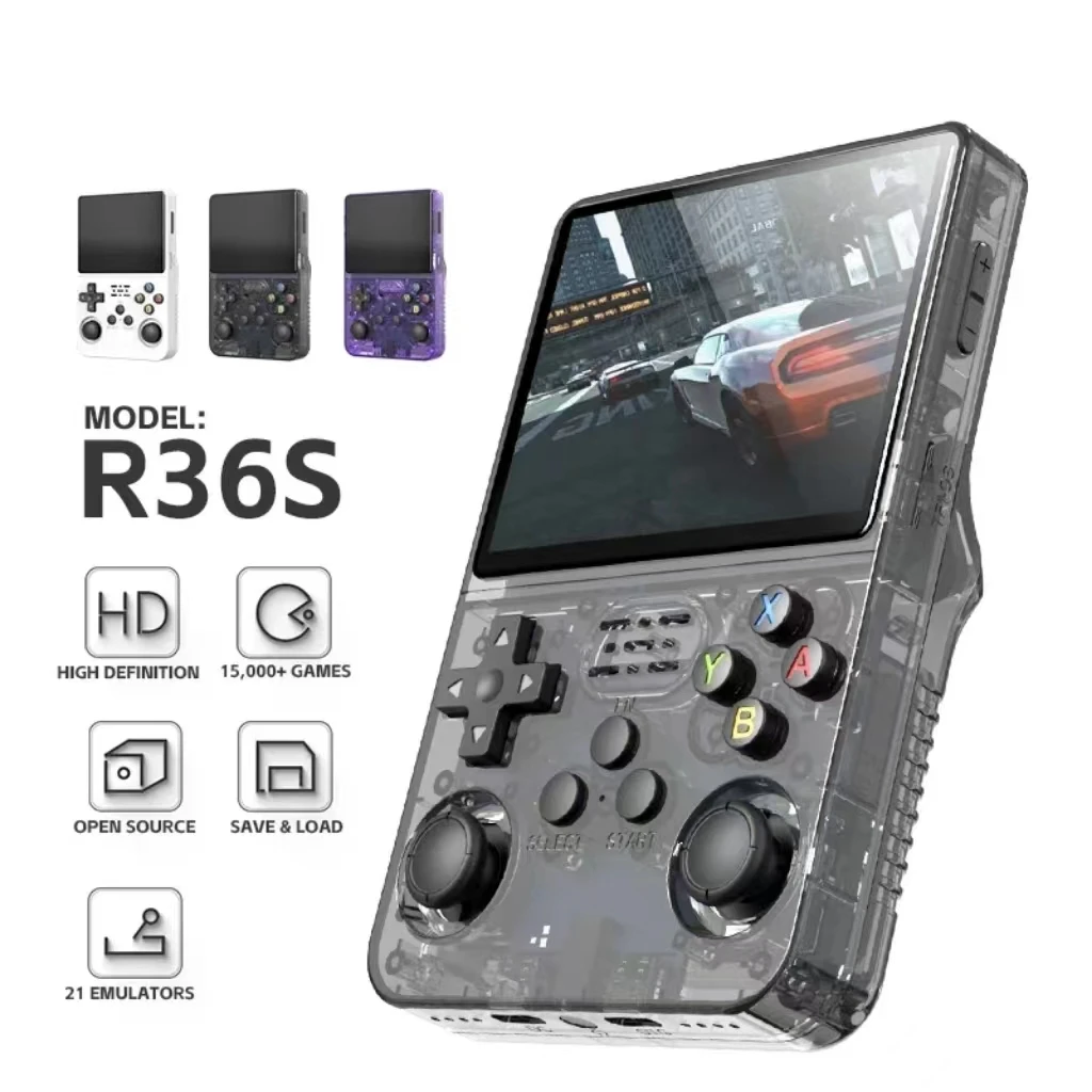 R36S Handheld Game Console Linux System 3.5 Inch IPS Screen Retro Game Console HD Mini Portable Pocket Video Player