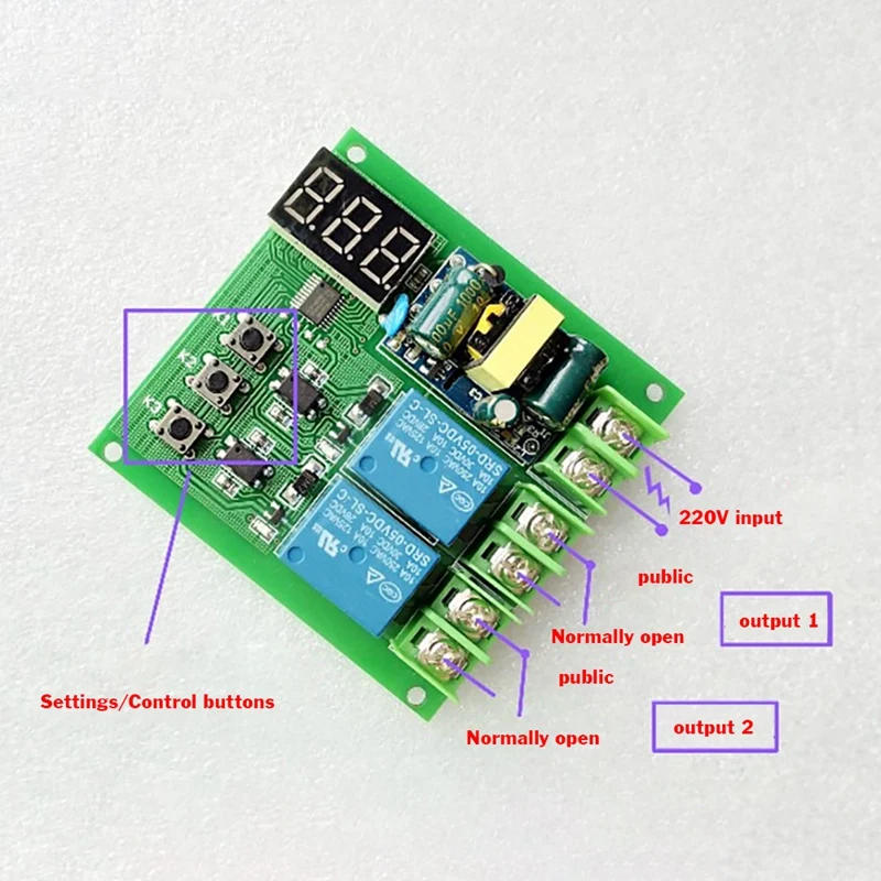 220V Dual Relay Control Board Delay Switch Modul Zeitverzögerungsrelais