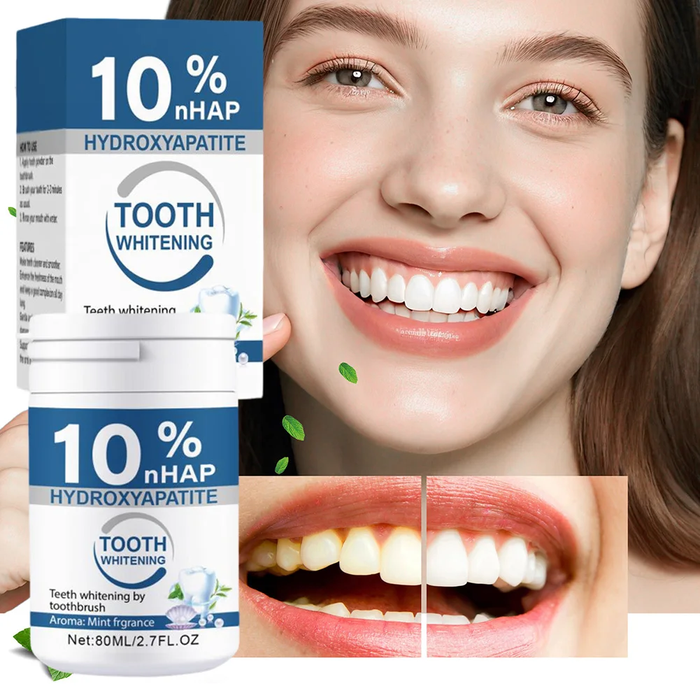 

80g Hydroxyapatite Teeth Powder Fresh-Whitening Brightening Cleaning Breath Mints Flavors Teeth Powder For Teeth Care