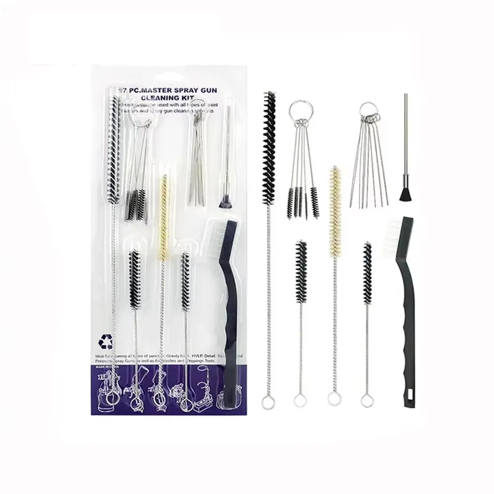 21Pcs /Set Airbrush Spray Gun Nozzle Cleaning Repair Tool Kit Hardware Accessory Hand Tool Needle Brush Set for Spray Tools
