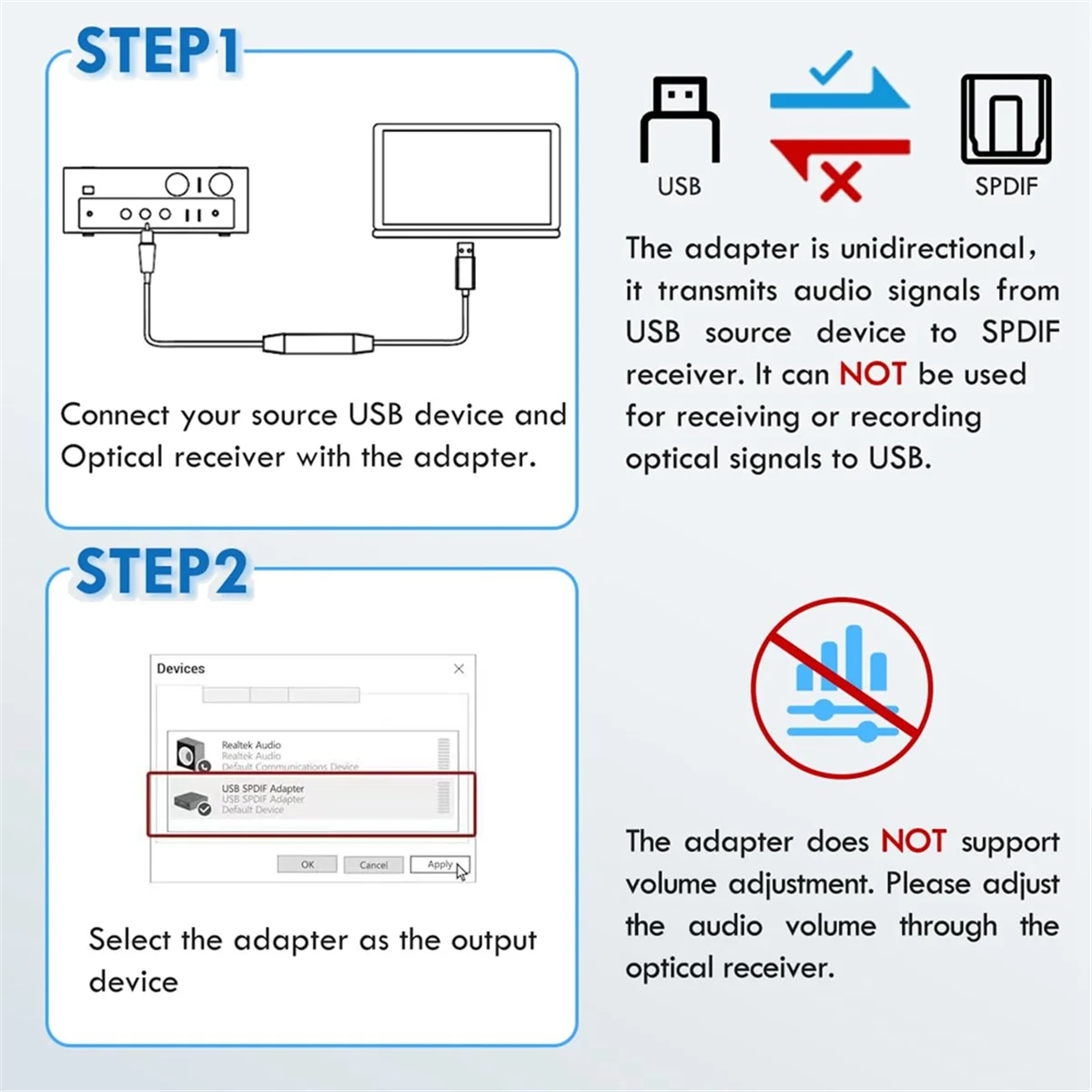 

USB to Optical Audio Adapter - USB A to SPDIF Sound Card Optical -Y18A